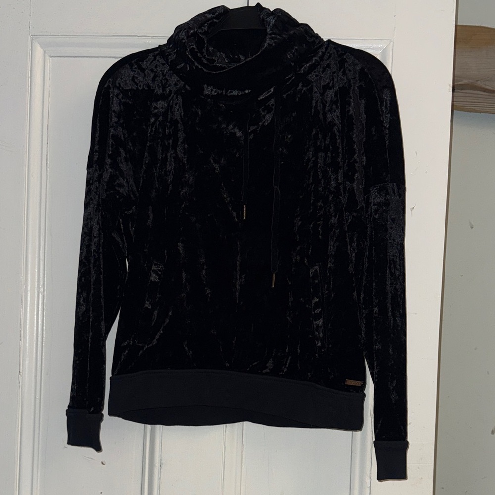 Betsey Johnson - Performance Pullover Black Crushed Velvet Cowl Neck (M)